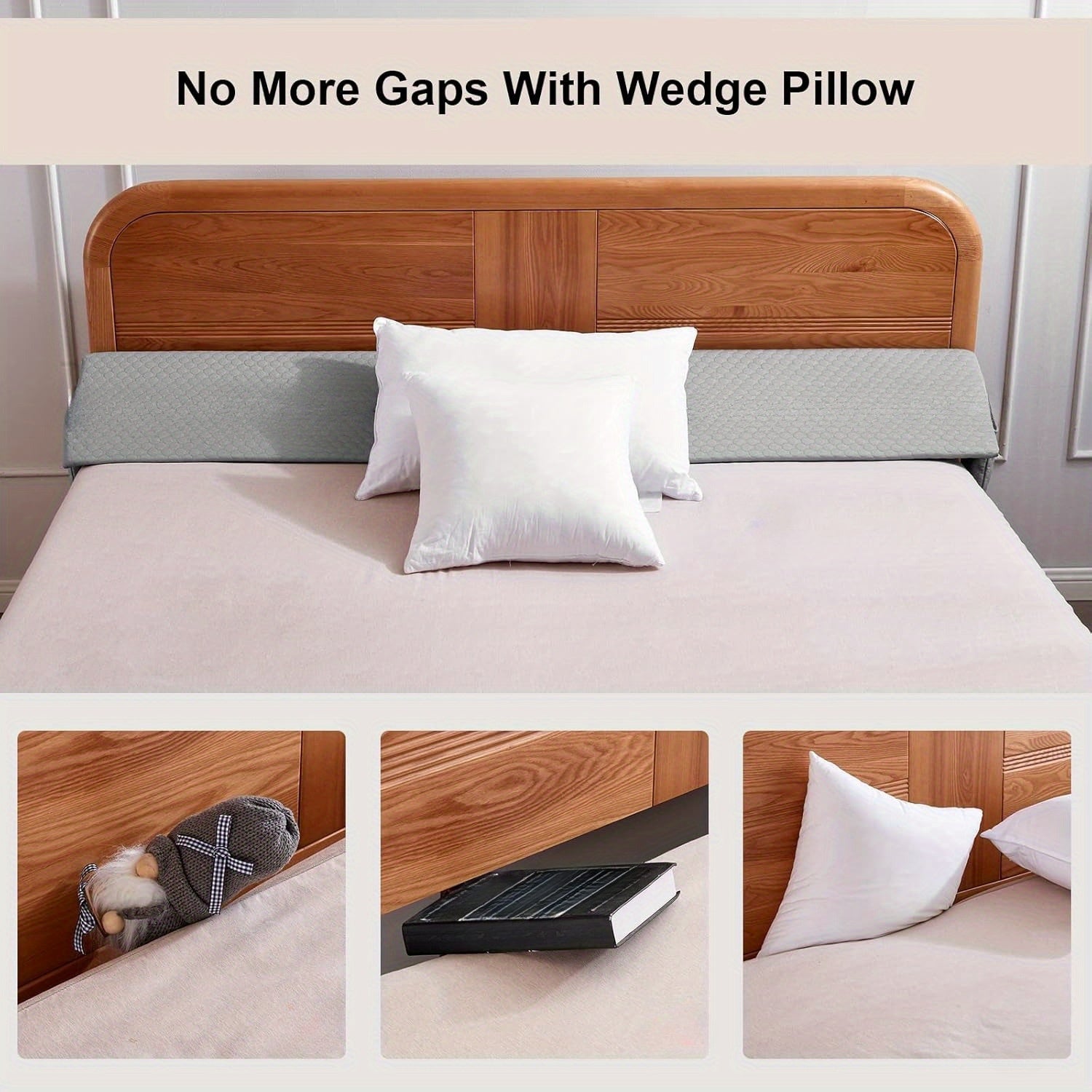 [Wedge Pillow, Gap Filler] Bed Wedge Pillow - Gap Filler for Headboard or Wall, Backrest Sleeping Pillow