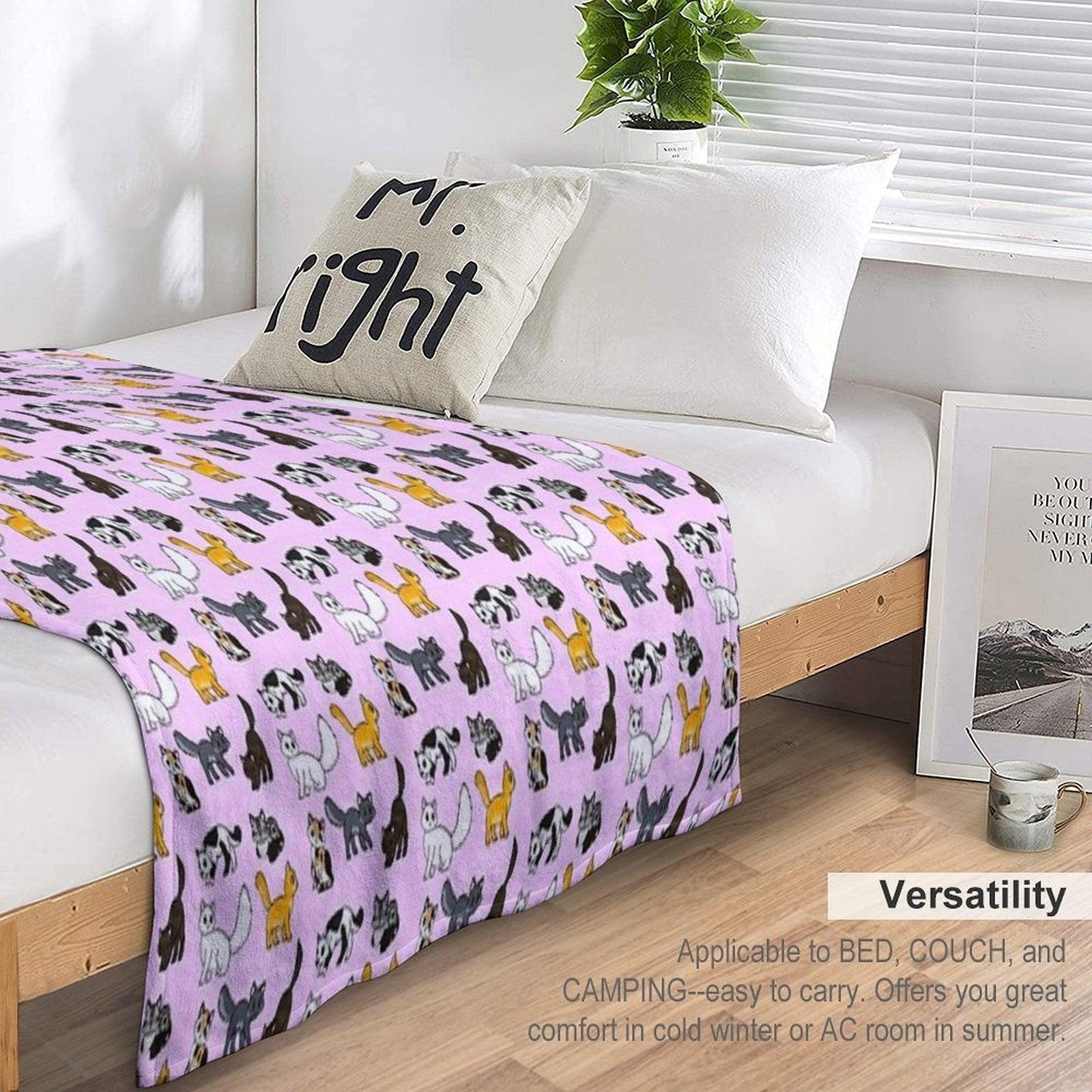 Cuddly Kitties Pink Throw Blanket