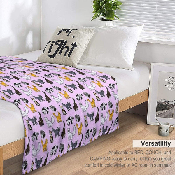 Cuddly Kitties Pink Throw Blanket