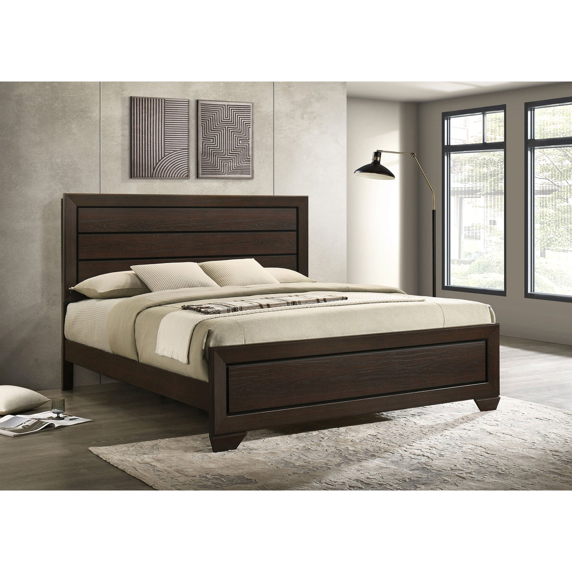 Villeparisis Dark Cocoa Eastern King Panel Bed