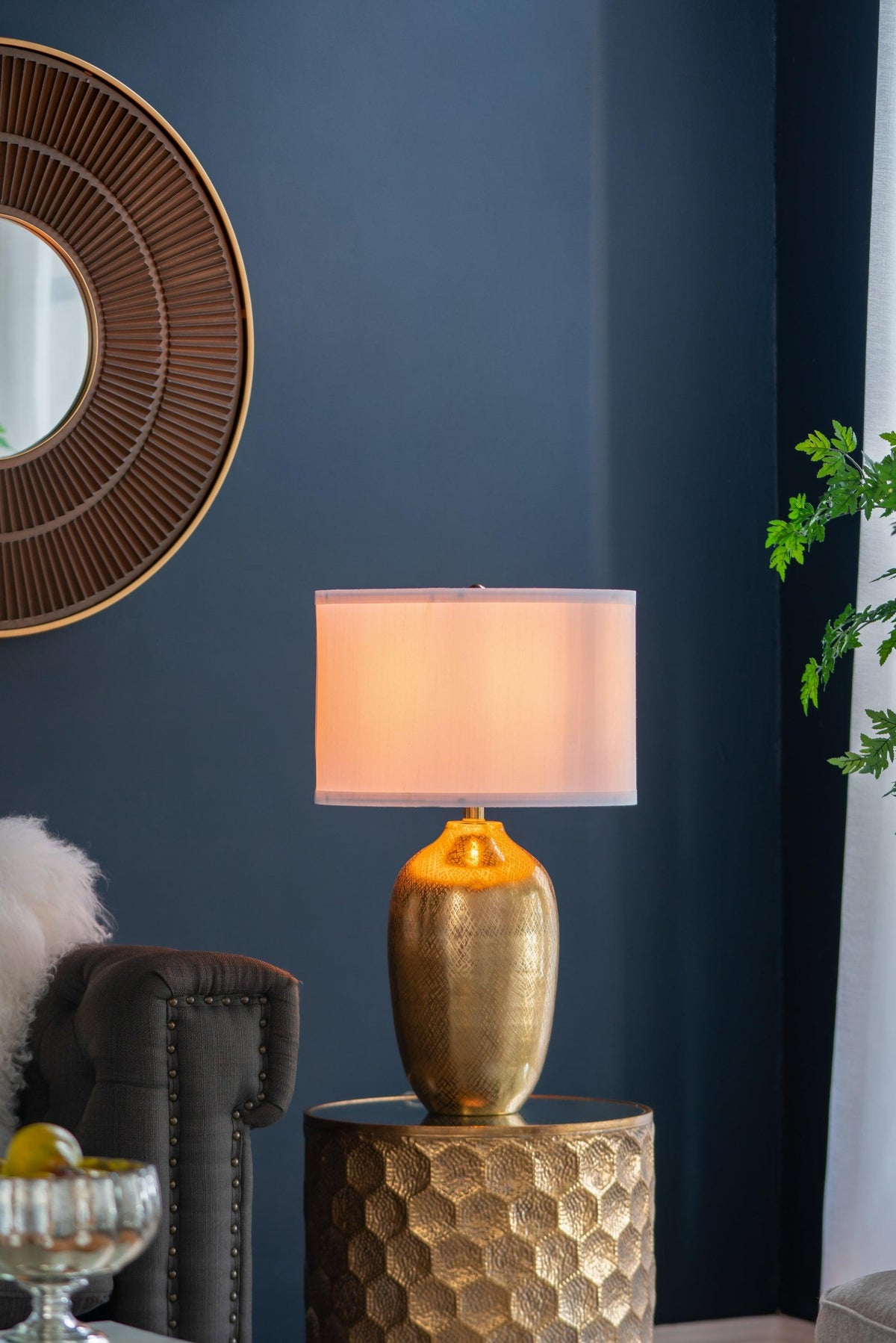 Modern Traditional Fabric Drum Shade Table Lamp