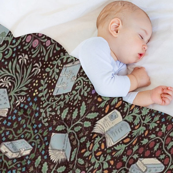 Books in Flower Plush Throw Blanket