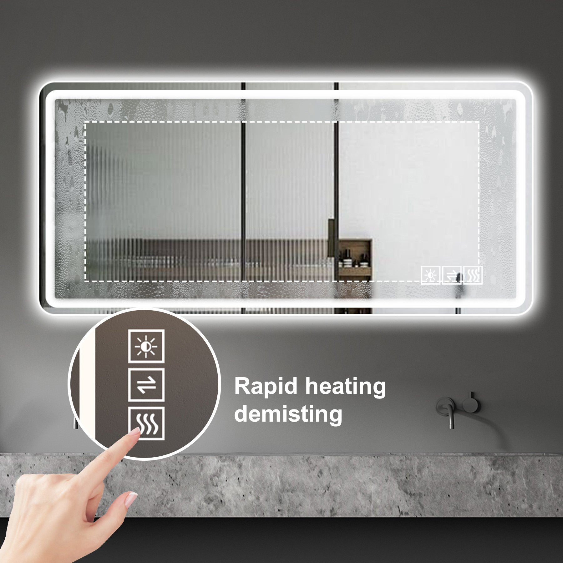 28*60inch LED Bathroom Vanity Mirror ,wall mirror,Anti-Fog, Dimmable,Shatter-Proof Tempered Glass,  Ideal for Bathroom Wall Decor, Beauty Makeup and Shaving