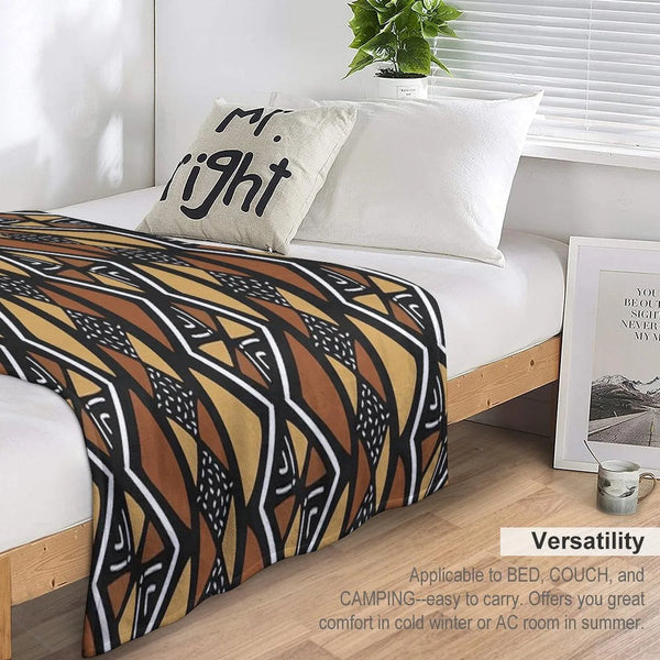 African Mud Cloth Mali Throw Blanket