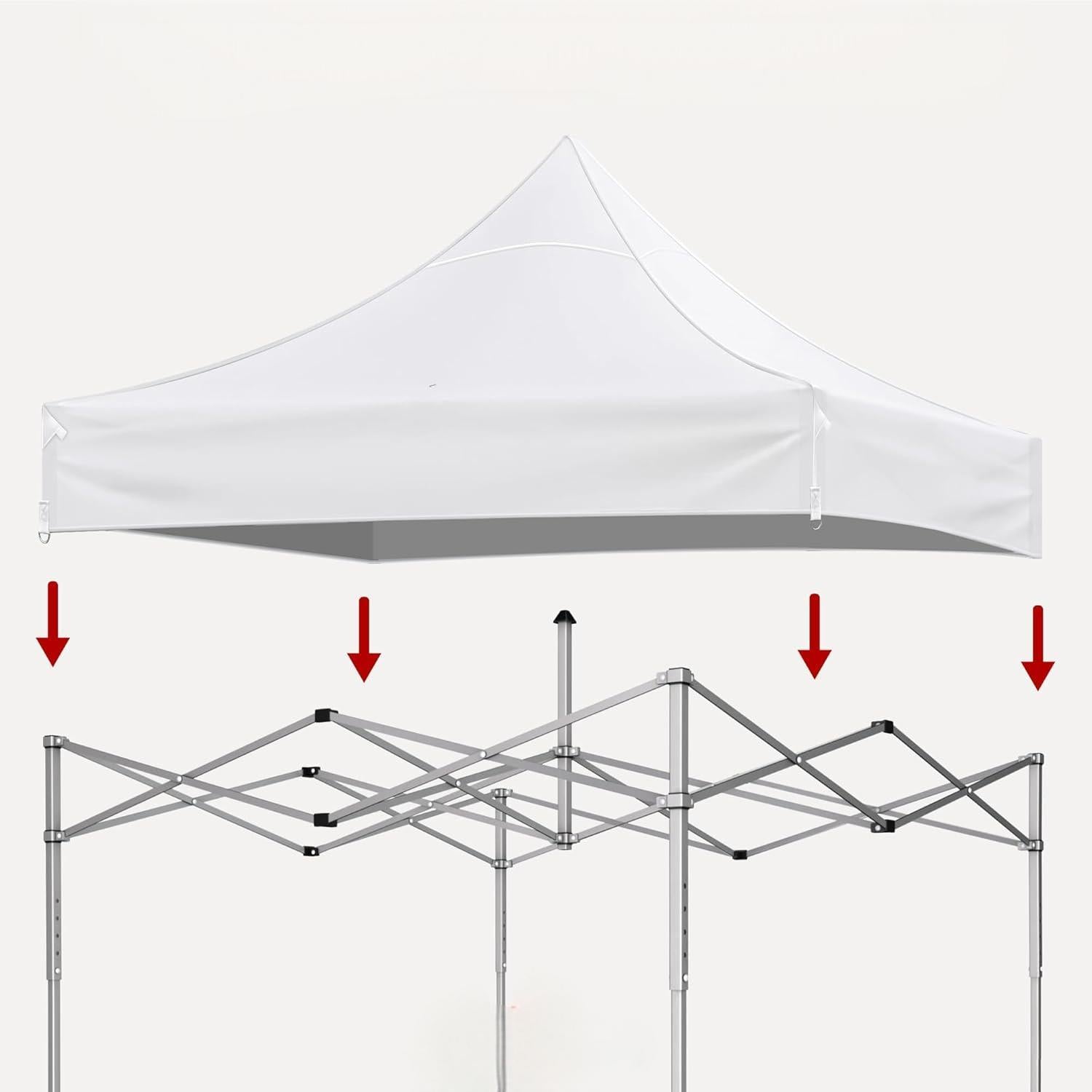 10 x 10 ft Canopy Replacement Top with 4-Pack Weight Bags, Pop Up Tent Cover Only, Frame Not Included, White
