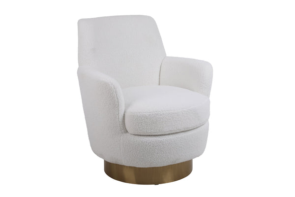 White Velvet Swivel Barrel Chair