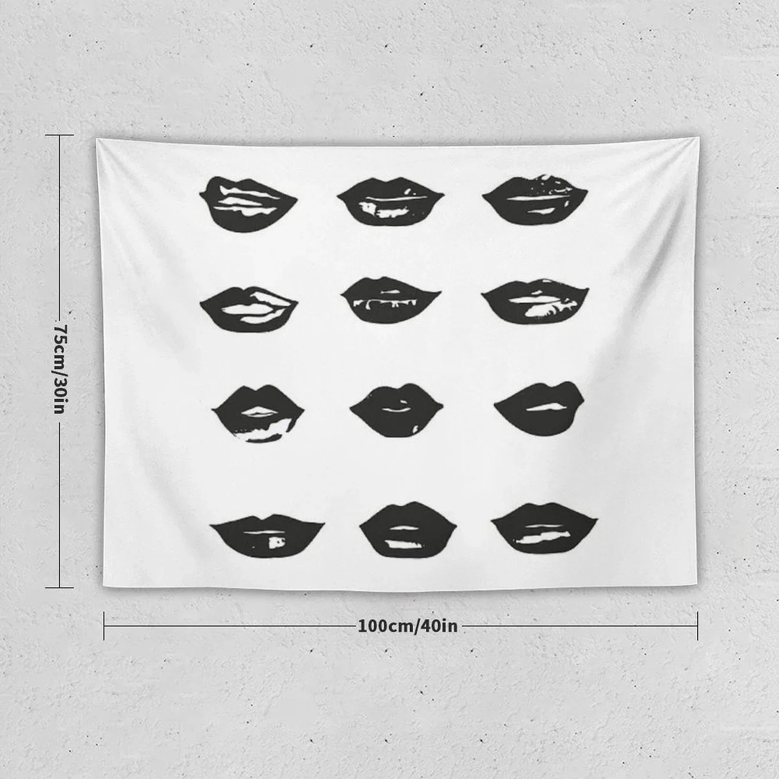 Kiss Kiss in Black And White Tapestry