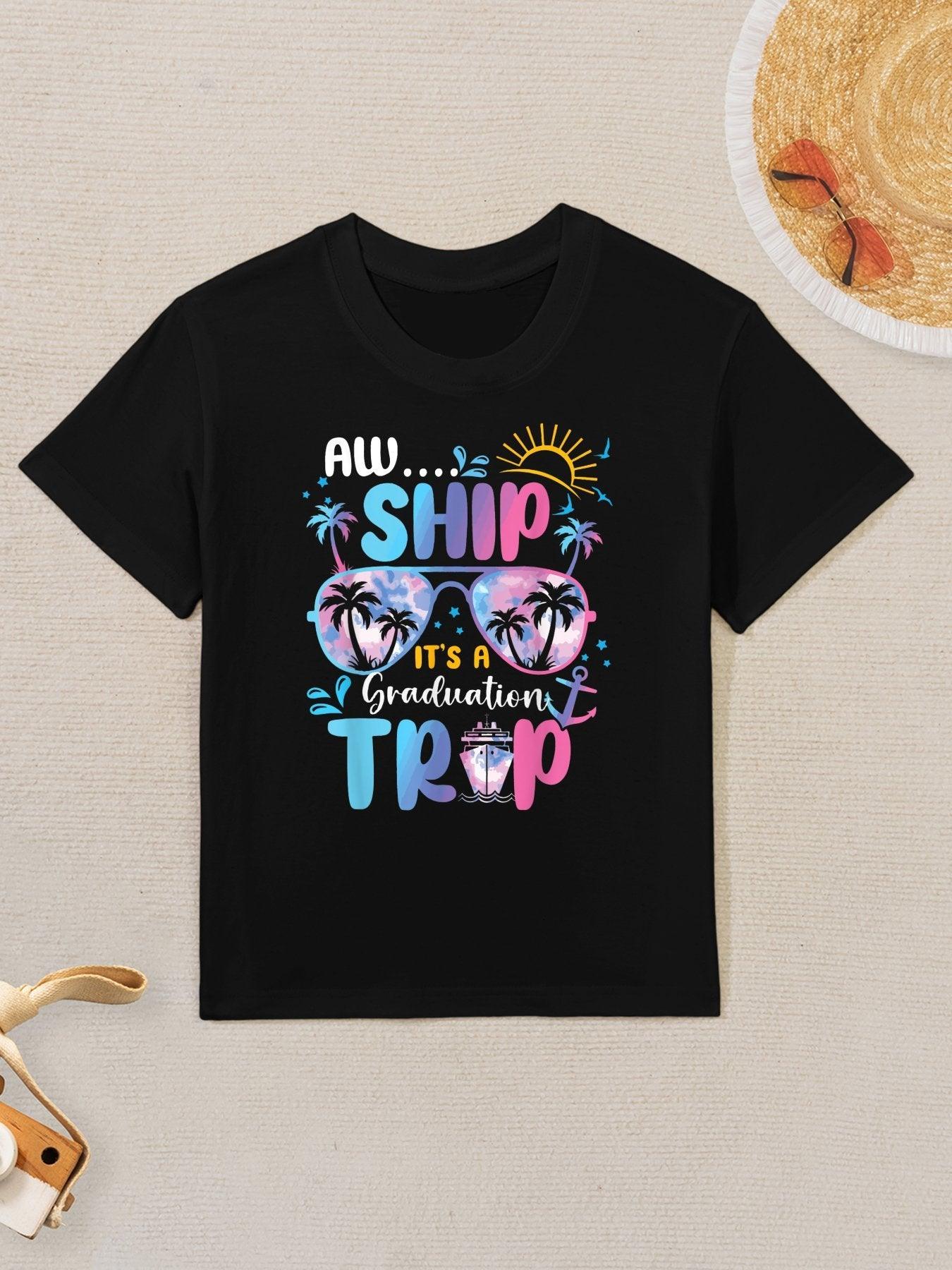 Aw Ship It's A Graduation Trip Funny Cruise Squad Matching Kids T-Shirt