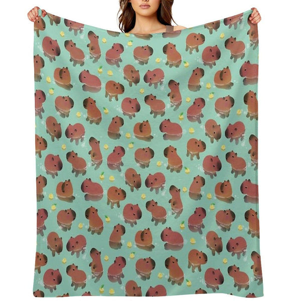 Capybath Time Throw Blanket