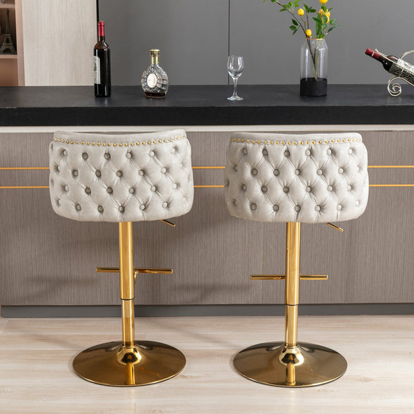 Furniture, Swivel Barstools Adjusatble Seat Height, Modern PU Upholstered Bar Stools