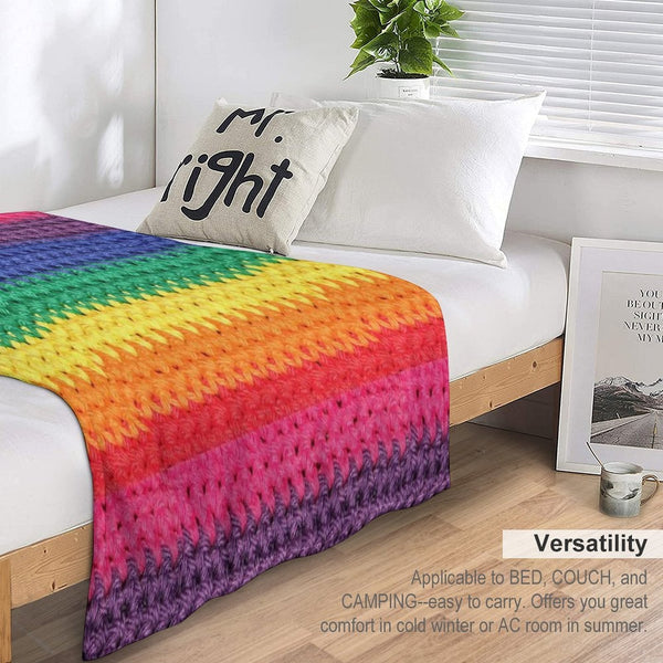 Crochet Rainbow Wrinkle-free Throw Blanket