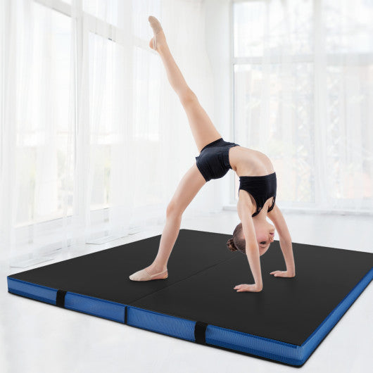 4ft x 4ft x 4in Bi-Folding Gym Mat with Handles and Cover-Black