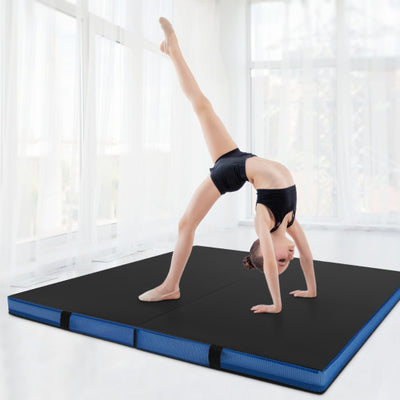 4ft x 4ft x 4in Bi-Folding Gym Mat with Handles and Cover-Black