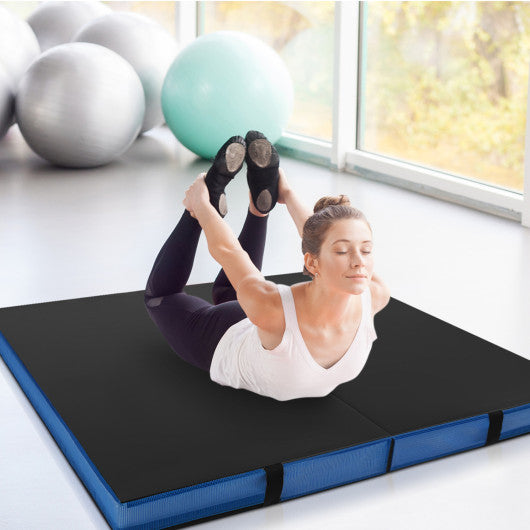 4ft x 4ft x 4in Bi-Folding Gym Mat with Handles and Cover-Black