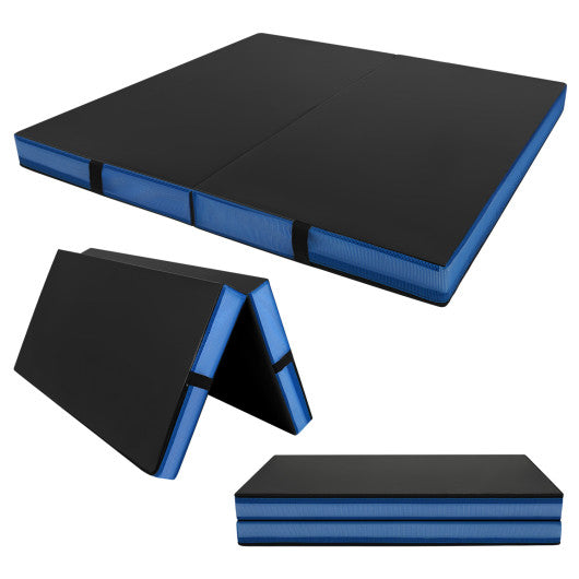 4ft x 4ft x 4in Bi-Folding Gym Mat with Handles and Cover-Black