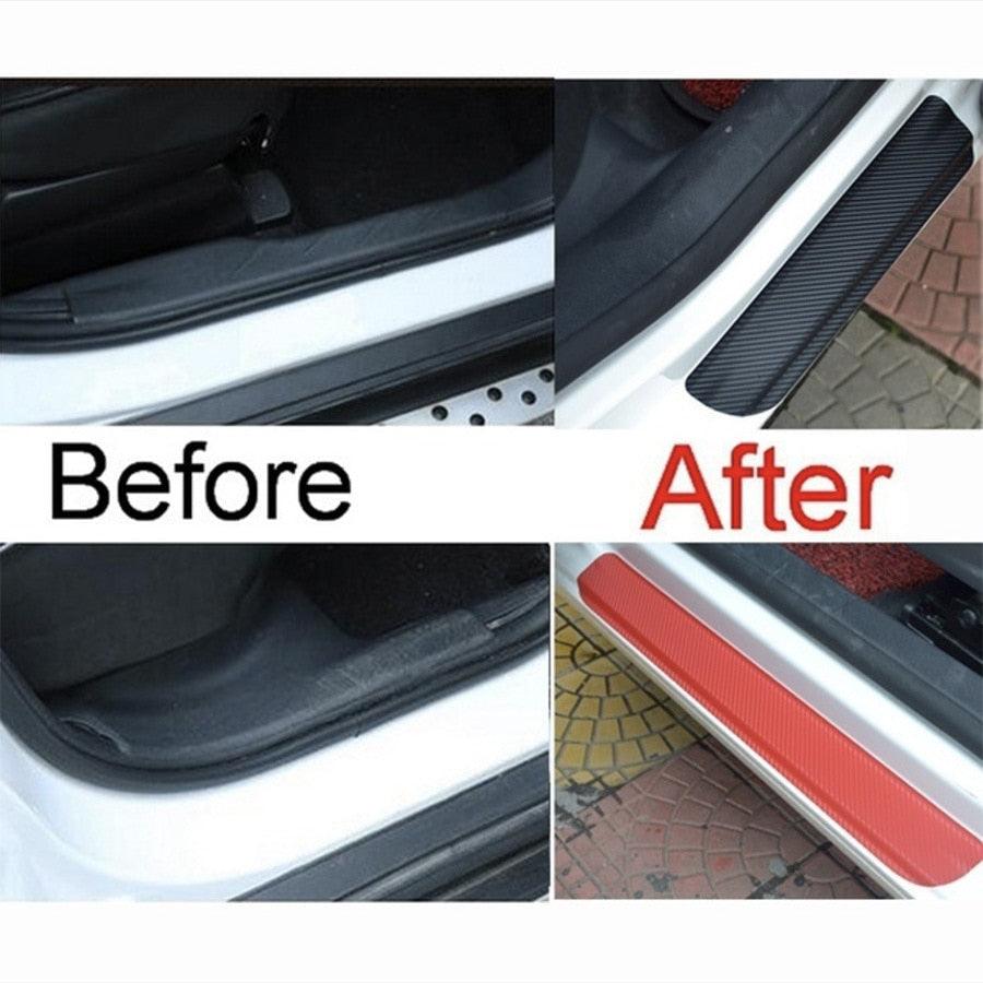 4PCS Car Stickers Universal Sill Scuff Anti Scratch Carbon Fiber Auto Car Door Sticker Decals AUTO Car Door Jamb Guard and Sill Protector Car Door Sill Plate Protectors Door Entry Guards Sill Scuff Cover Panel Step Protector Car Accessories