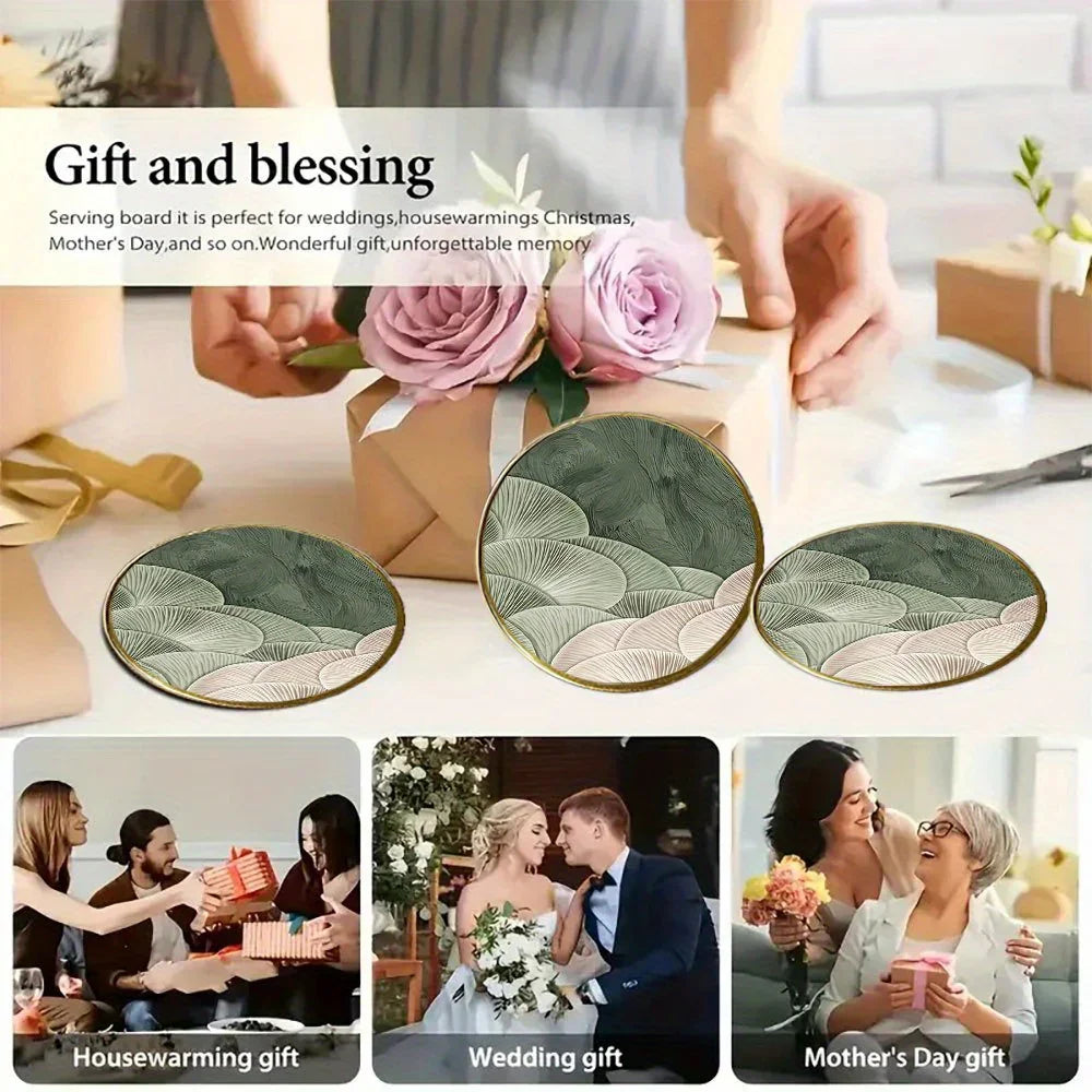 4pcs Green and White Layered Glass Coasters - Anti-Slip, Heat-Resistant, Waterproof Table Protectors for Home, Office, Cafe, Bar, Restaurant - Perfect for Afternoon Tea, Parties, Birthdays, Weddings, Party Tableware | Decorat