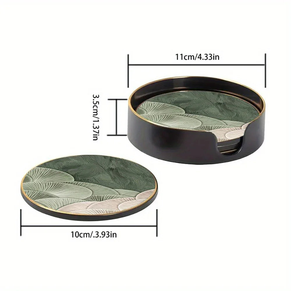 4pcs Green and White Layered Glass Coasters - Anti-Slip, Heat-Resistant, Waterproof Table Protectors for Home, Office, Cafe, Bar, Restaurant - Perfect for Afternoon Tea, Parties, Birthdays, Weddings, Party Tableware | Decorat