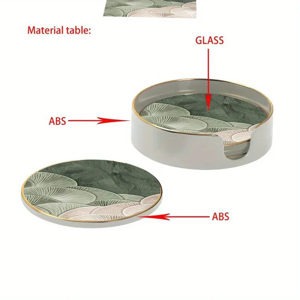 4pcs Green and White Layered Glass Coasters - Anti-Slip, Heat-Resistant, Waterproof Table Protectors for Home, Office, Cafe, Bar, Restaurant - Perfect for Afternoon Tea, Parties, Birthdays, Weddings, Party Tableware | Decorat