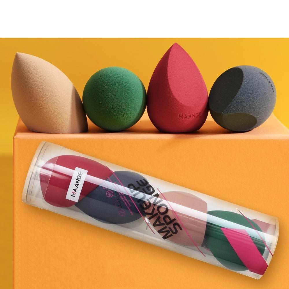 4Pcs Makeup Sponge Set Blender Cosmetics Concealer Blending Powder Liquid Cream Colorful Makeup Sponges Set For Womens