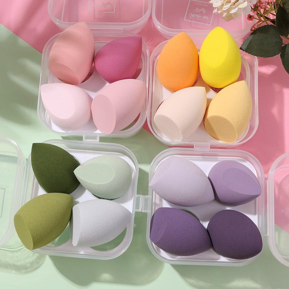 4/pcs New Womens Beauty Egg Set Makeup Puff Set Colorful Cushion Cosmestic Sponge Egg Tool Wet and Dry Use Colorful Soft Design