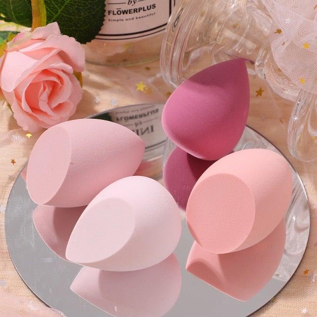 4/pcs New Womens Beauty Egg Set Makeup Puff Set Colorful Cushion Cosmestic Sponge Egg Tool Wet and Dry Use Colorful Soft Design