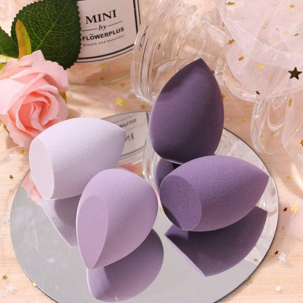 4/pcs New Womens Beauty Egg Set Makeup Puff Set Colorful Cushion Cosmestic Sponge Egg Tool Wet and Dry Use Colorful Soft Design