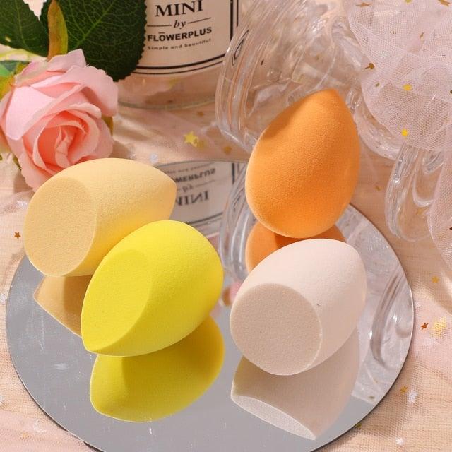 4/pcs New Womens Beauty Egg Set Makeup Puff Set Colorful Cushion Cosmestic Sponge Egg Tool Wet and Dry Use Colorful Soft Design