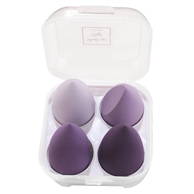 4/pcs New Womens Beauty Egg Set Makeup Puff Set Colorful Cushion Cosmestic Sponge Egg Tool Wet and Dry Use Colorful Soft Design
