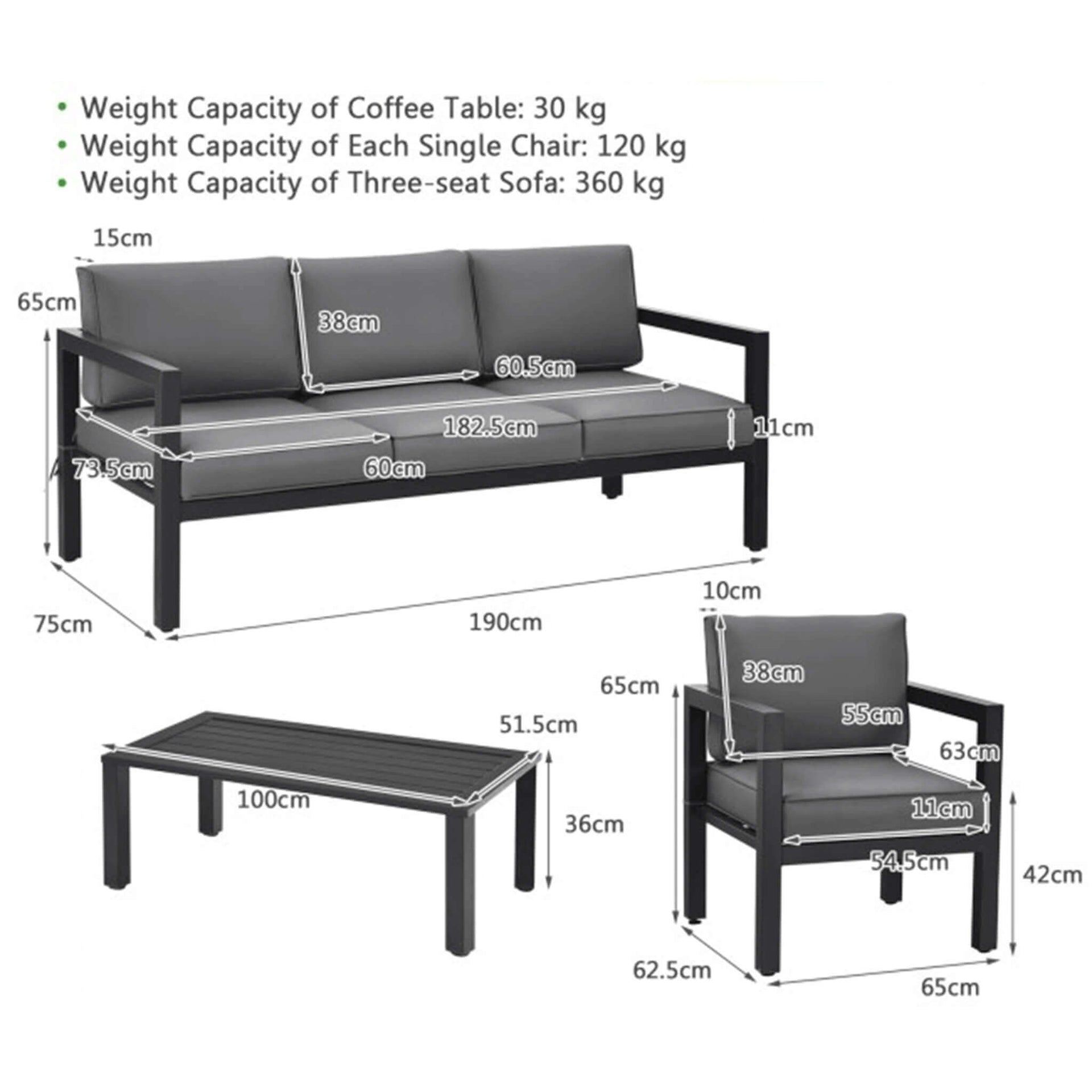 Alora 4-Piece Premium Outdoor Aluminum Furniture Set For Backyard & Poolside (SAK73532)