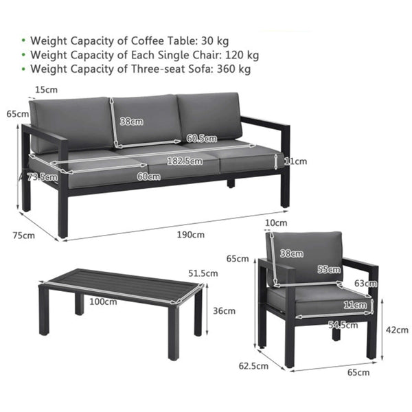 Alora 4-Piece Premium Outdoor Aluminum Furniture Set For Backyard & Poolside (SAK73532)