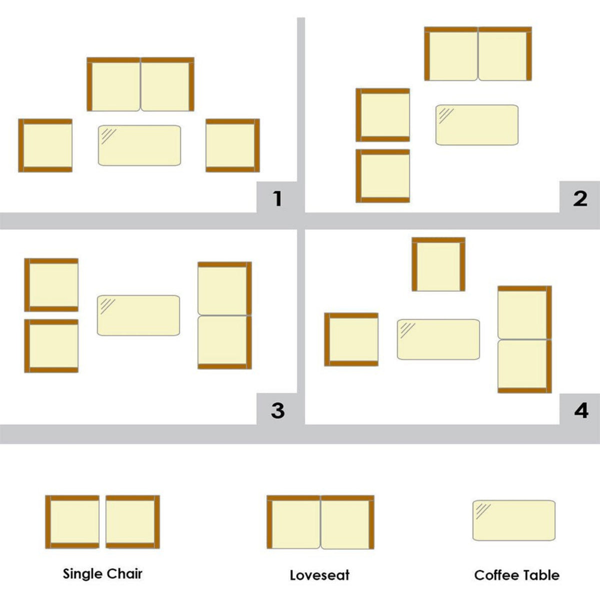 4-Piece Outdoor Rattan Patio Furniture Set With Cushions & Coffee Table (SAK75463)