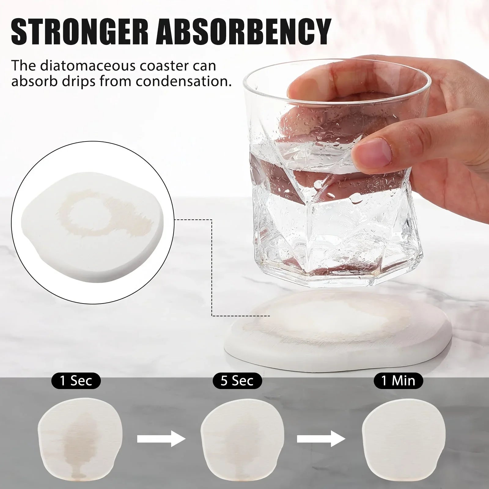 4pcs Waterproof Quick-Dry Coaster Set, Coffee Bar Desk Decor Essential, Stone Design Repels Stains, Fashion Life Gift Choice