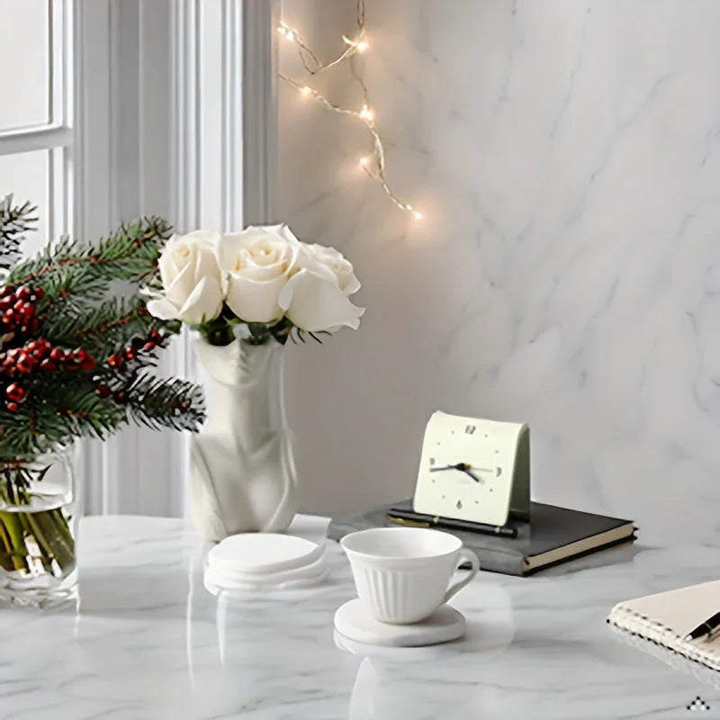 4pcs Waterproof Quick-Dry Coaster Set, Coffee Bar Desk Decor Essential, Stone Design Repels Stains, Fashion Life Gift Choice
