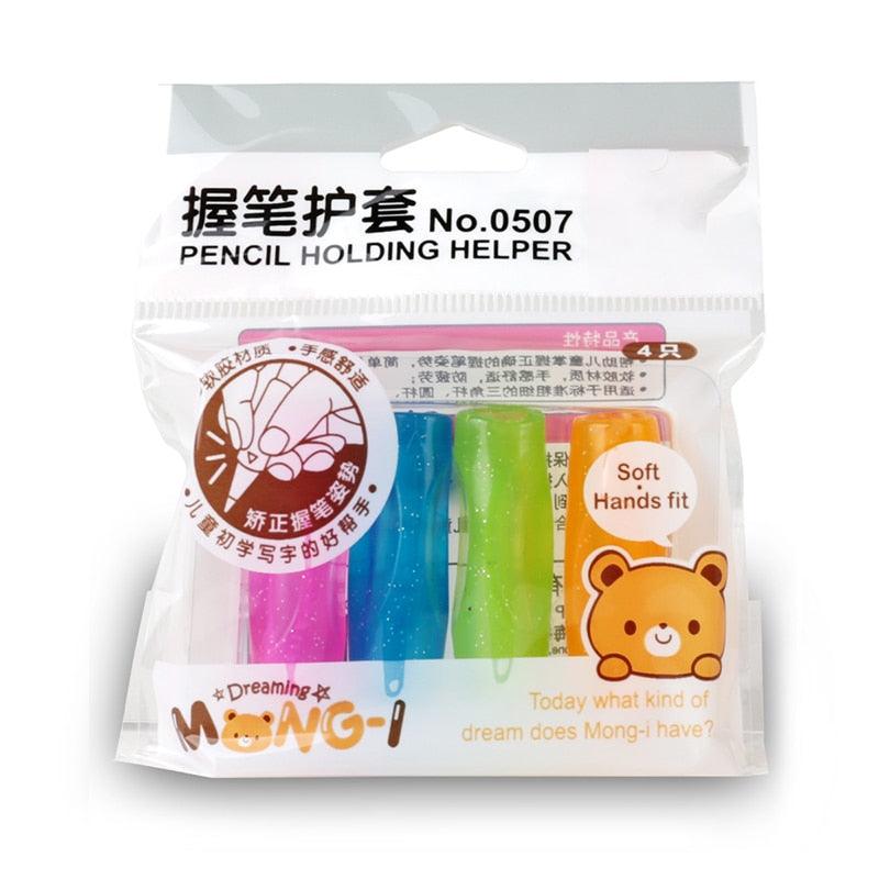 4Pcs/lot Learning Partner Children Students Stationery Pencil Holding Practice Device For Correcting Pen Holder Postures Grip ,Ergonomic Pencil Grips Silicone for Right and Left Handed Users