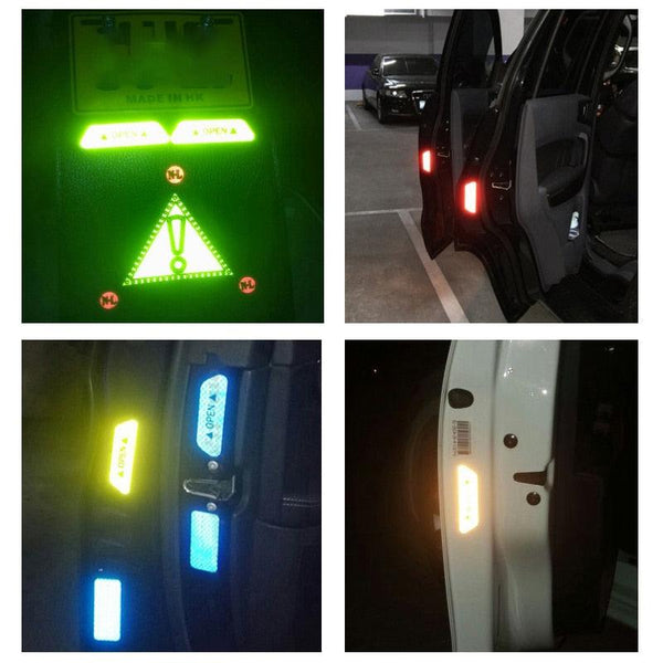 4Pcs/Set Car Door Stickers Car OPEN Reflective Tape Warning Mark Anti-Collision Universal Safety Reflective Open Notice Bicycle Car Door Stickers DIY Car Open Reflective Tape Warning Mark Reflective Open Notice Bicycle Accessories Car Decoration