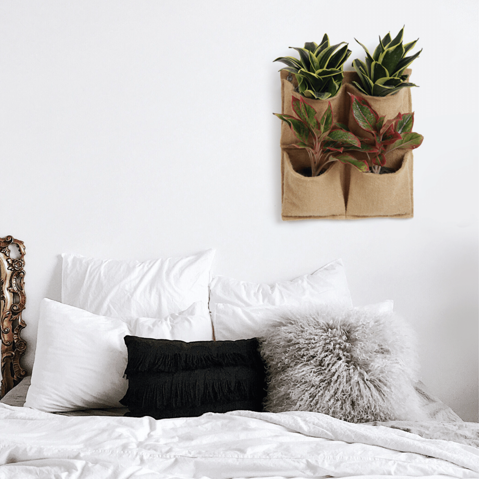 Jute Gardens 4-Pocket Vertical Living Wall Planter – Indoor/Outdoor Eco-Friendly Hanging Garden for Herbs, Flowers & Vegetables