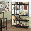 5-Tier Bakers Rack with Power Outlets and 10 S-Shaped Hooks-Black