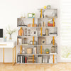 5-Tier/6-Tier Geometric Bookcase with Metal Frame and Anti-tipping Kits-5 Tier