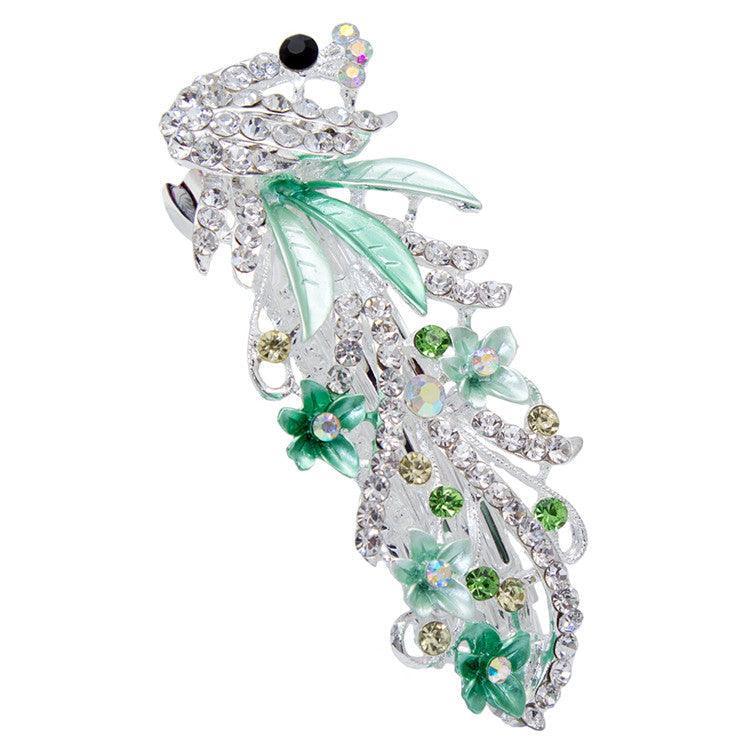 5 Colors Trendy Peacock Barrettes Crystal Flower Hairpins Headwear For Hair Women Romantic Headdress Wedding Hair Accessories for Brides and Bridesmaids