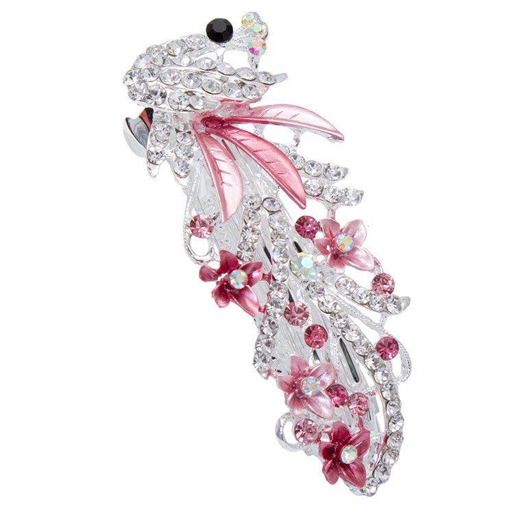 5 Colors Trendy Peacock Barrettes Crystal Flower Hairpins Headwear For Hair Women Romantic Headdress Wedding Hair Accessories for Brides and Bridesmaids
