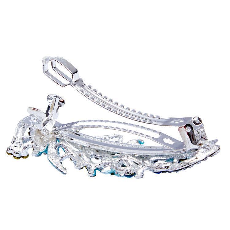 5 Colors Trendy Peacock Barrettes Crystal Flower Hairpins Headwear For Hair Women Romantic Headdress Wedding Hair Accessories for Brides and Bridesmaids