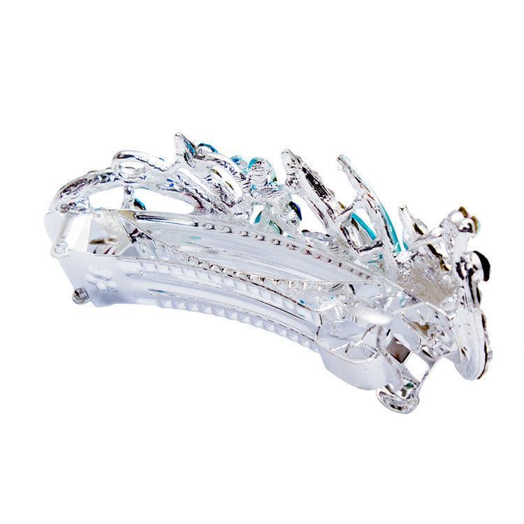 5 Colors Trendy Peacock Barrettes Crystal Flower Hairpins Headwear For Hair Women Romantic Headdress Wedding Hair Accessories for Brides and Bridesmaids