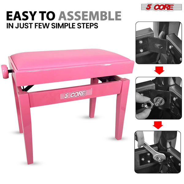 5 Core Adjustable Piano Bench Thick 3.25