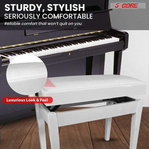 5 Core Adjustable Piano Bench Thick 3.25