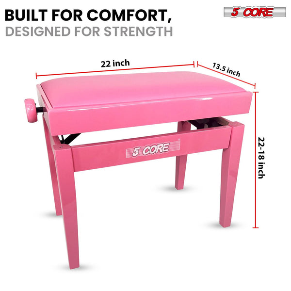 5 Core Adjustable Piano Bench Thick 3.25