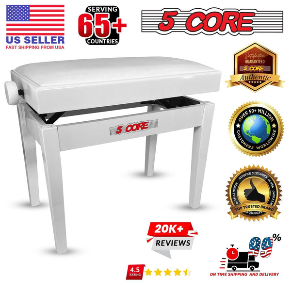 5 Core Adjustable Piano Bench Thick 3.25