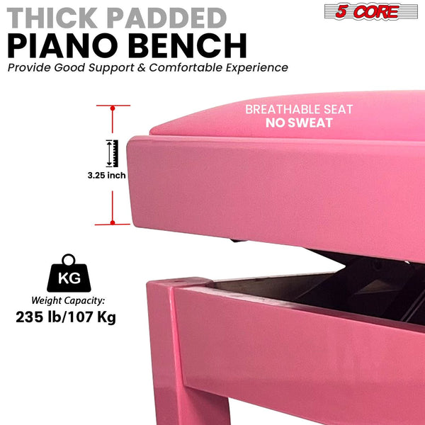 5 Core Adjustable Piano Bench Thick 3.25