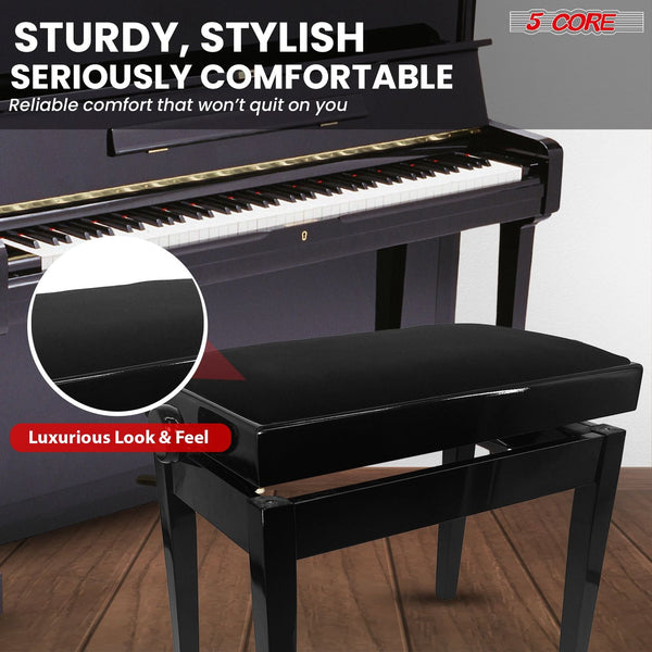 5 Core Adjustable Piano Bench Thick 3.25