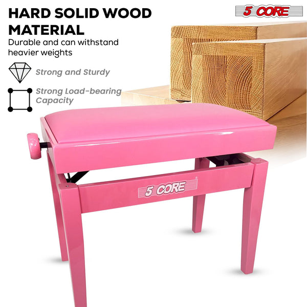 5 Core Adjustable Piano Bench Thick 3.25